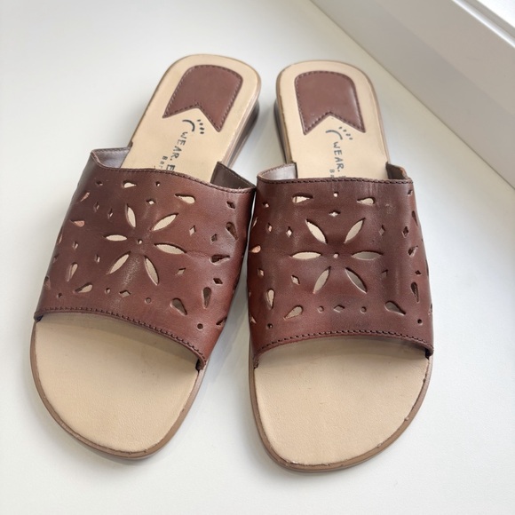 Elegant Brown genuine leather upper Slide Sandals - Picture 2 of 8